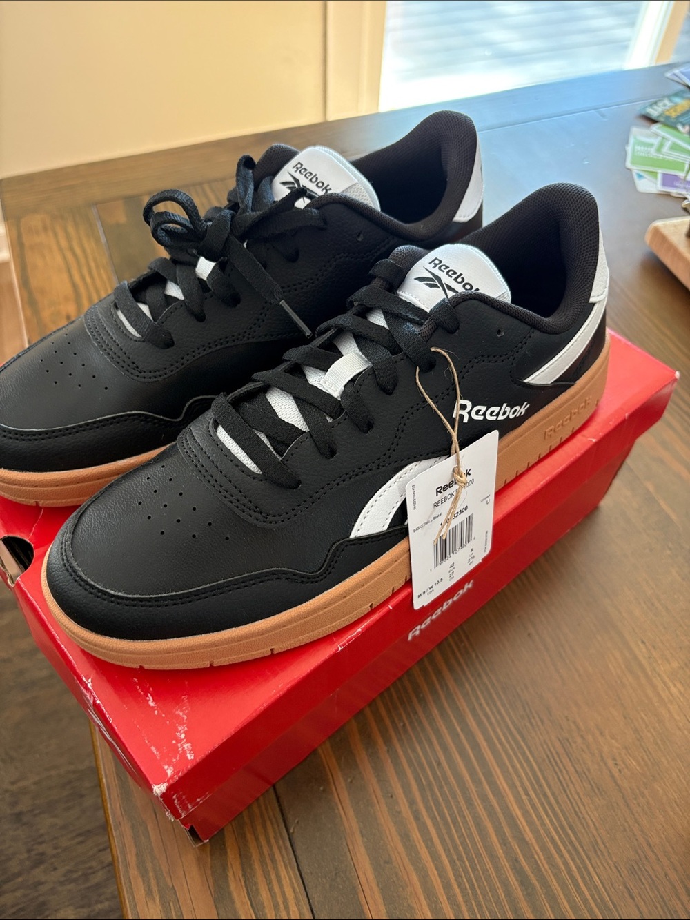 Reebok Men's Black, White & Gum Low-Top Sneakers